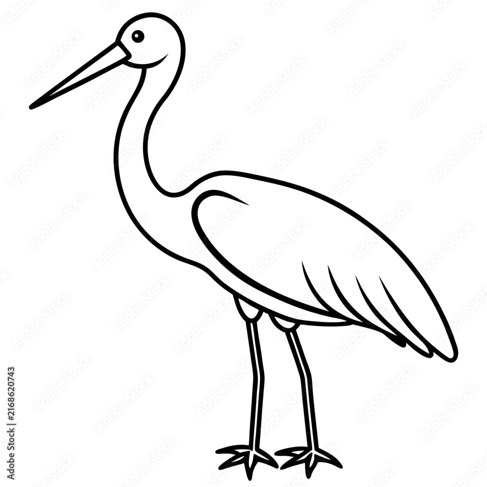 Naklejka premium Stork line art vector