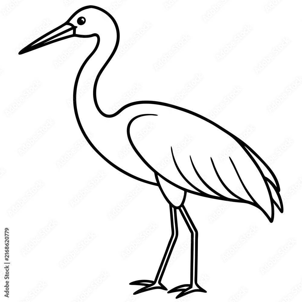 Naklejka premium Stork line art vector