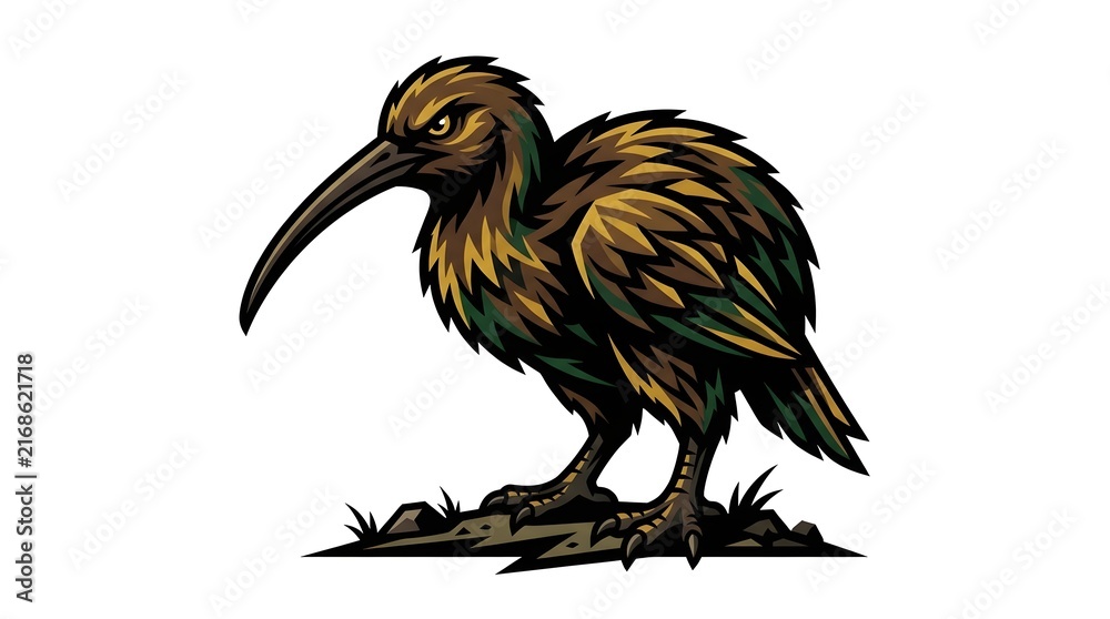 Obraz premium Fierce Kiwi Bird Mascot Illustration in Athletic Style