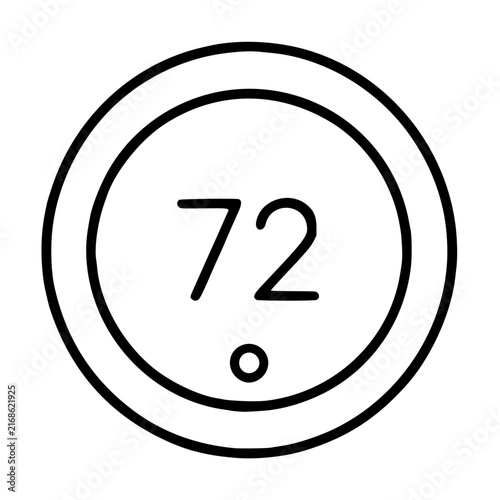 Canvas Print Minimalist smart thermostat vector icon featuring a sleek circular design with a digital temperature display of 72 degrees, perfect for modern home automation and climate control illustrations
