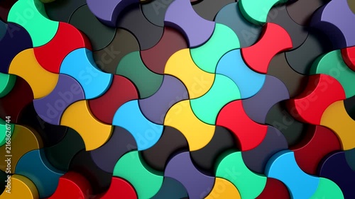 Background of Geometric Shapes. Abstract motion, loop, 3d rendering, 4k resolution
