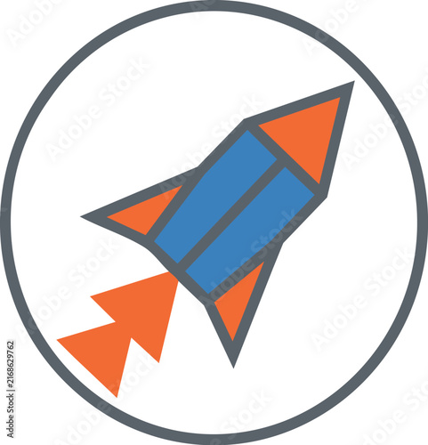 Rocket Launch Icon with Upward Arrows for Business Growth and Success