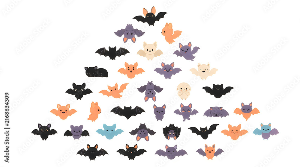 Fototapeta premium Cute Cross Stitch Bat Motifs, Pixel Art Halloween Icons, Knitting Pattern Charts, Orange Purple Black Stitching Designs, Digital Knit Charts halloween bats
