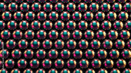 iridescent metallic spheres pattern | glossy holographic ball bearing background | abstract 3d colorful pearl texture | futuristic reflective sphere backdrop