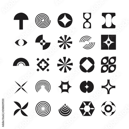 Abstract Geometric Symbols Grid Collection