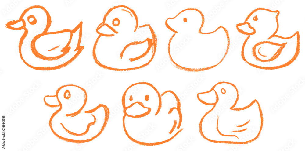 Obraz premium Rubber Duck Crayon Chalk Drawing Doodle Vector