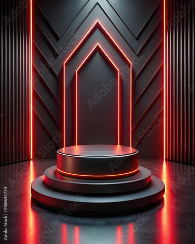 stage with red curtains and spotlight