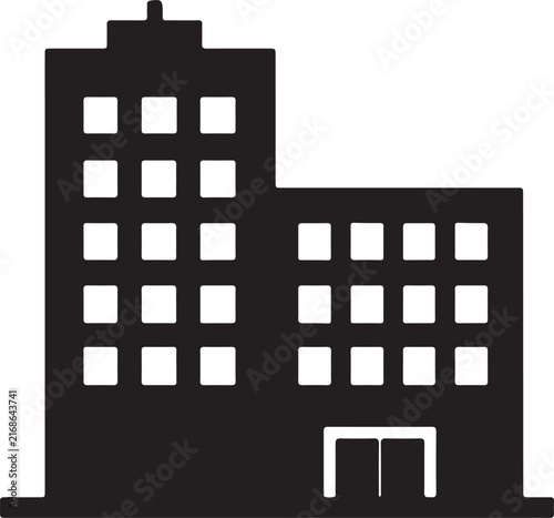 Black and White Building Vector Illustration, Minimal Architectural Design, Monochrome Building Icon, Modern Urban Structure Symbol for Graphic Design and Print Templates