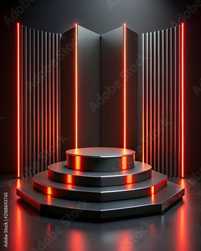 red stage with spotlight
