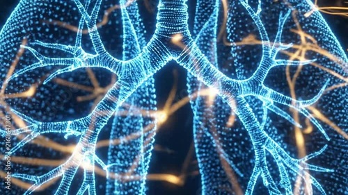 Advanced Digital Illustration of Human Lungs with Neural Network Overlay