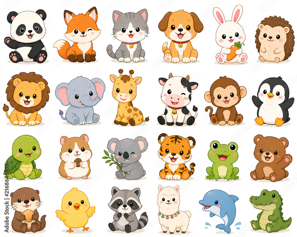 Fototapeta premium set of cute animals