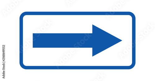Blue arrow sign pointing to the right