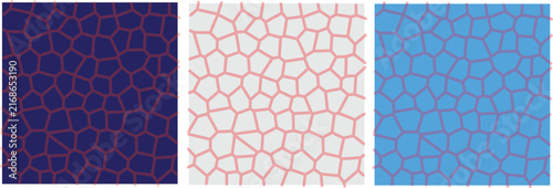 Close up of three textured surfaces in shades of purple pink and blue ideal for backgrounds