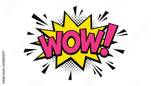Wow comic book speech bubble graphic for promotional content