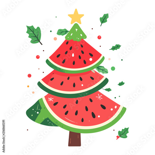 Christmas Tree Made of Watermelon