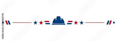 American Labor Day border with hard hat, stars and stripes