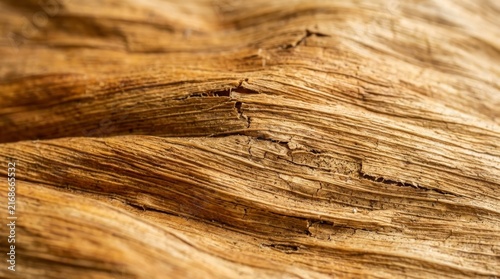 Close-up of Weathered Wood Grain: An intricate macro shot reveals the textured surface and organic patterns of aged, weathered wood, highlighting its natural beauty and unique character.