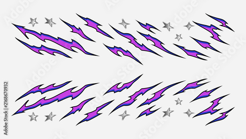 Set of sharp splashes purple paint for livery cars or motorcycles 