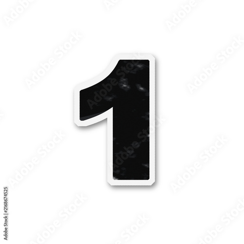 A distressed number one with a torn paper texture is isolated on transparent background digit numeric ripped fragmented damaged standalone graphic element