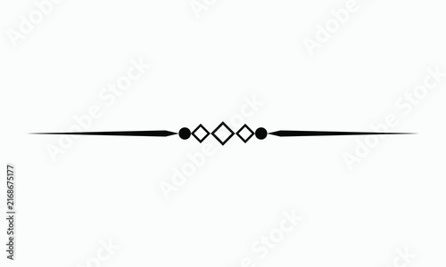 Horizontal decorative divider with central diamond and circle geometric elements provides clean and symmetric finish for professional page layout and publications.