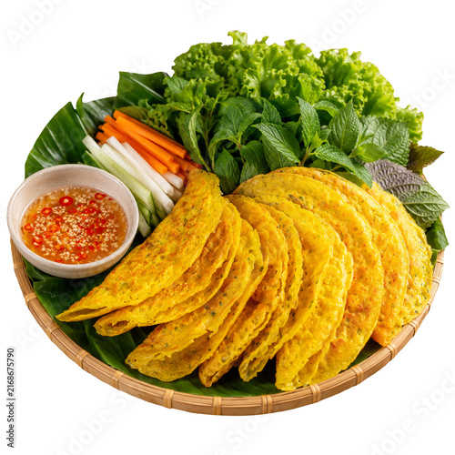 Canvastavla Traditional Crispy Vietnamese Banh Xeo Pancakes Platter