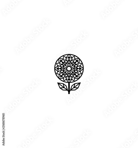Minimalist Stylized Flower Icon - Black and White Vector