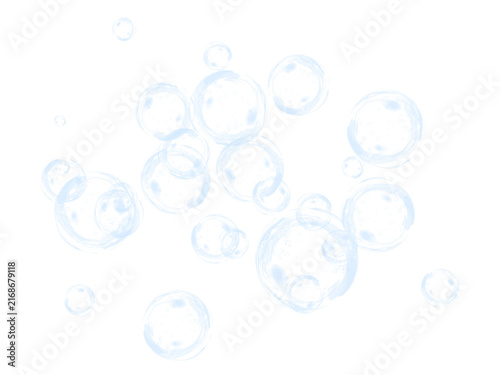 Bild auf Leinwand Transparent soapy bubbles and water drops cluster on black background