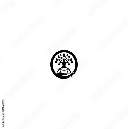 Minimalist Tree Icon in Oval Border