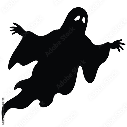 Spooky ghost silhouette black vector illustration for halloween festive party decoration.