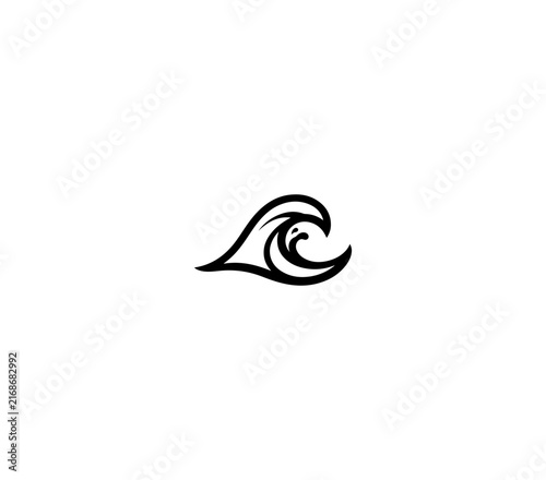 Minimalist Wave Surf Icon in Black Vector Style