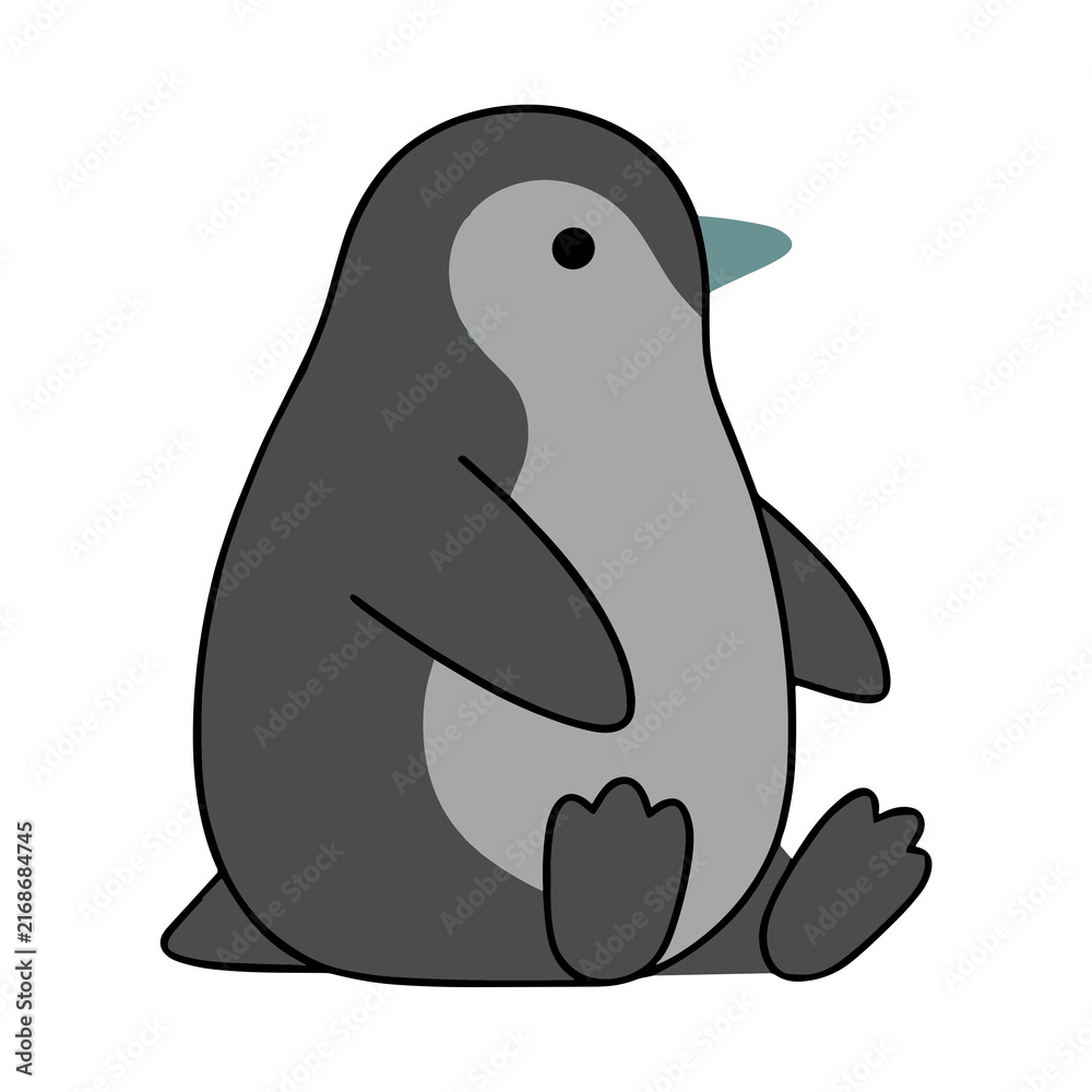 Fototapeta premium Cartoon Penguin Sitting Isolated