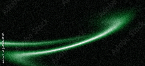 Fotografie Bright verdant light trail curving gently across a nearly black background, fine