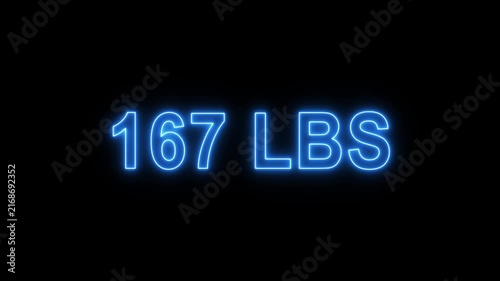 Glowing neon weight Scale Counter Animation – 00 to 500 LBS Numeric Display.