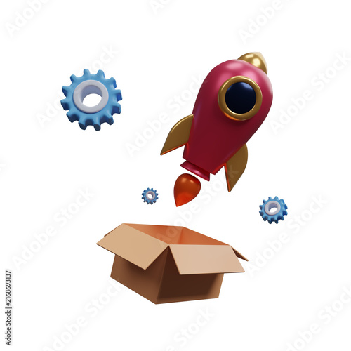Start up icon isolated on transparent background, Business startup concept. Creative, big idea, business goals management, company strategy target, sustainable financial plan. 3d render illustration