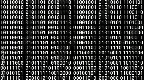 White binary code digital numbers on a solid black background, perfect for technology and cybersecurity concepts