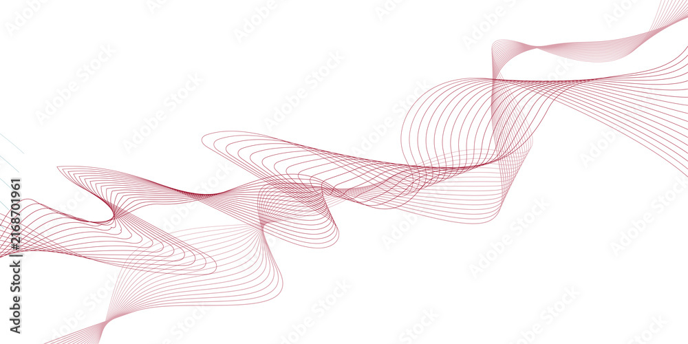 Fototapeta premium Abstract smooth red wavy lines on a transparent background. PNG.