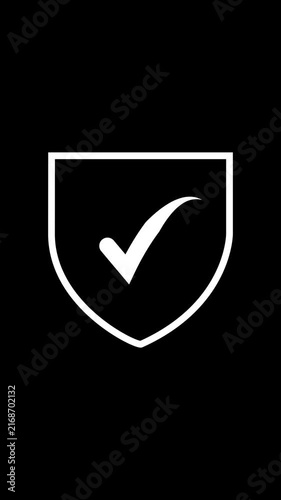 Tick approved animation plates project validation check mark vectors inside white shield borders Corporate compliance training video files look highly professional