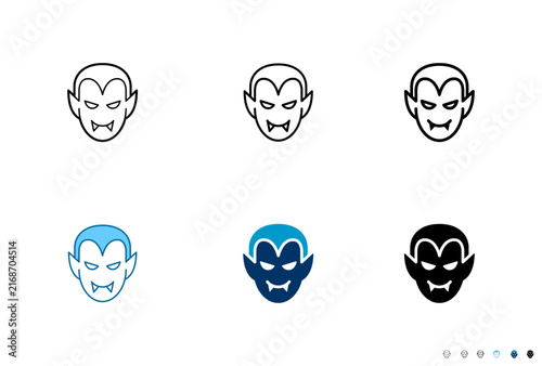 Dracula vampire icons in outline and solid styles, Editable stroke.