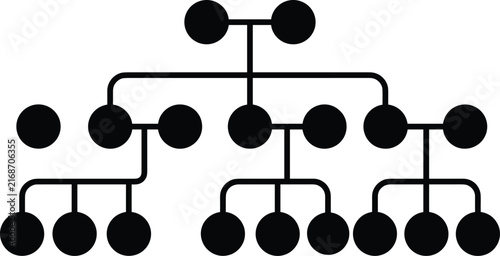 Принти на полотні Black and white family tree diagram structure illustrating generational ancestry