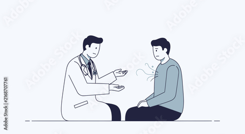 Doctor consulting patient with respiratory issues, medical diagnosis, healthcare concept