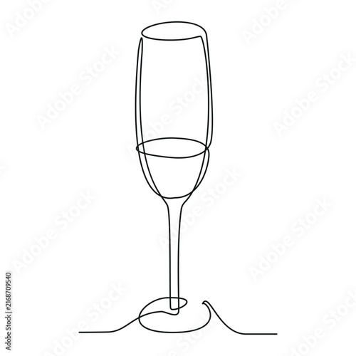 Wine glass, one line drawing. Vector hand-drawn illustration in continuous line art style on a white background.

