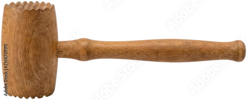 Obraz na plátně Traditional wooden meat mallet on black background.