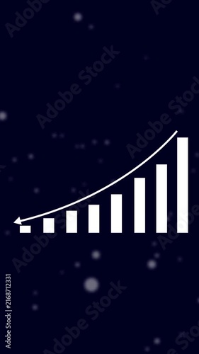 Growing bar chart animation displays a rising upward progress arrow Successful financial analytics track on the bar chart animation Business market performance drives the bar chart animation