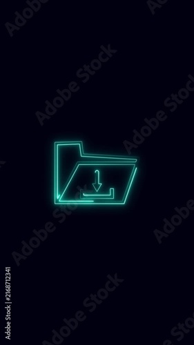 Neon folder download animation tracks smooth file transferring status High tech data exchange drives the folder download animation Modern UI cloud storage runs on this folder download animation