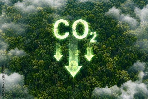 CO2 Absorption by Forest Trees Representing Carbon Capture and Climate Change