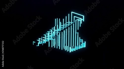 An endless cyan neon staircase folds through black space in a hypnotic seamless geometric animation.