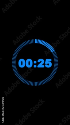 30 second countdown timer animation from 30 seconds to 0 seconds on a transparent background, thirty seconds countdown timer with alpha channel in 4k with dashes circle.