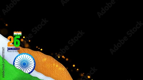 Indian Republic Day Tricolor Wavy Motion Background with Ashoka Chakra