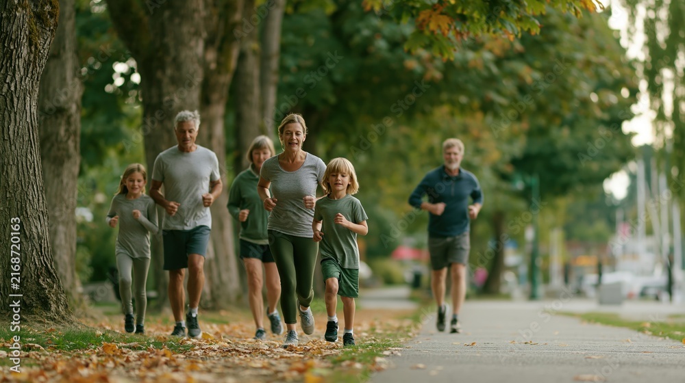 Obraz premium Multi - generational family jogging together in park