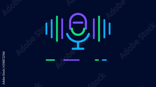 Multicolor Podcast Mic Icon Dotted Pattern Animation